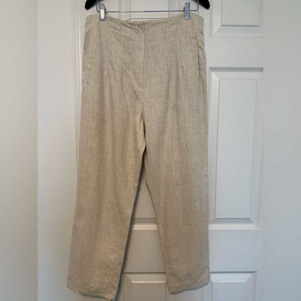 Primark Natural Linen High Waisted Trousers